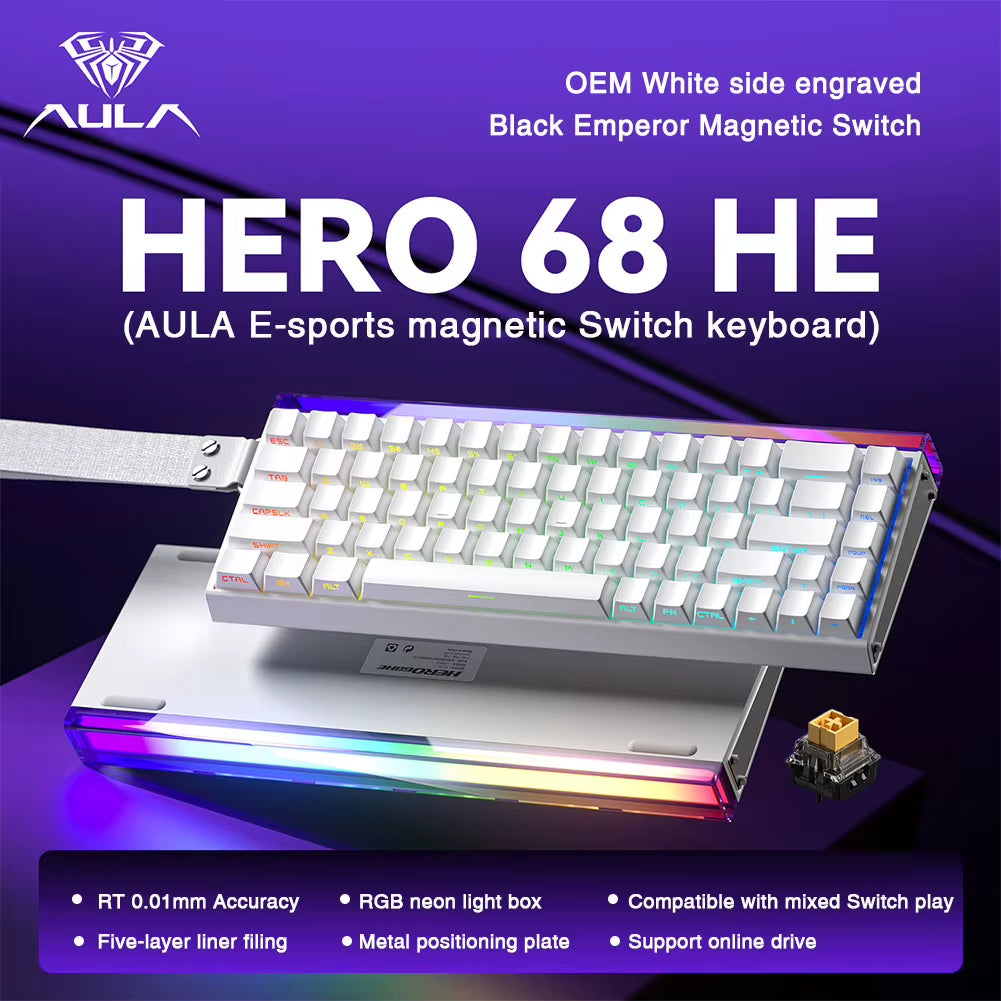 HERO 68HE Magnetic Switch Keyboard Rapid Trigger 8K Return Esports Gamer Keyboard RGB Wired Gaming Keyboard