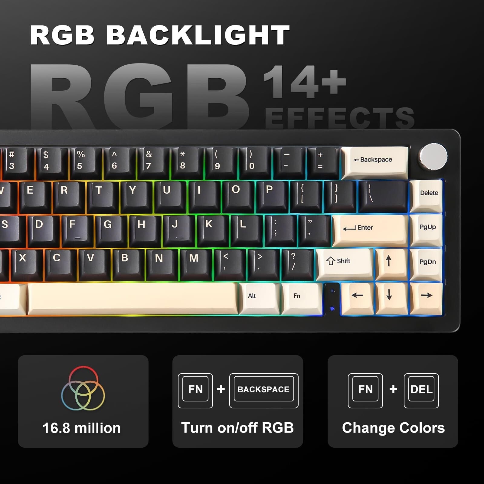 YUNZII AL66 Wireless Mechanical Keyboard,65% Knob Control Aluminum Gaming Key...