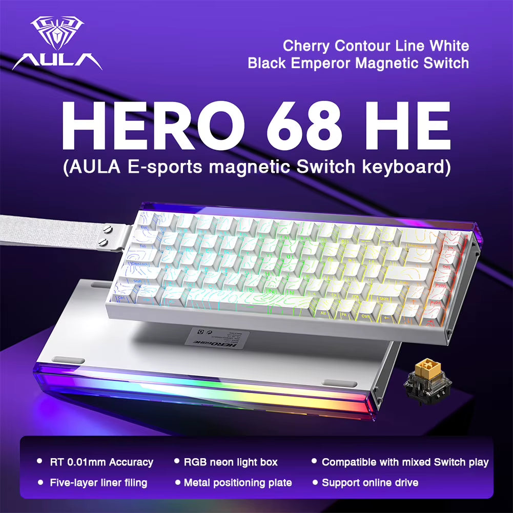 HERO 68HE Magnetic Switch Keyboard Rapid Trigger 8K Return Esports Gamer Keyboard RGB Wired Gaming Keyboard