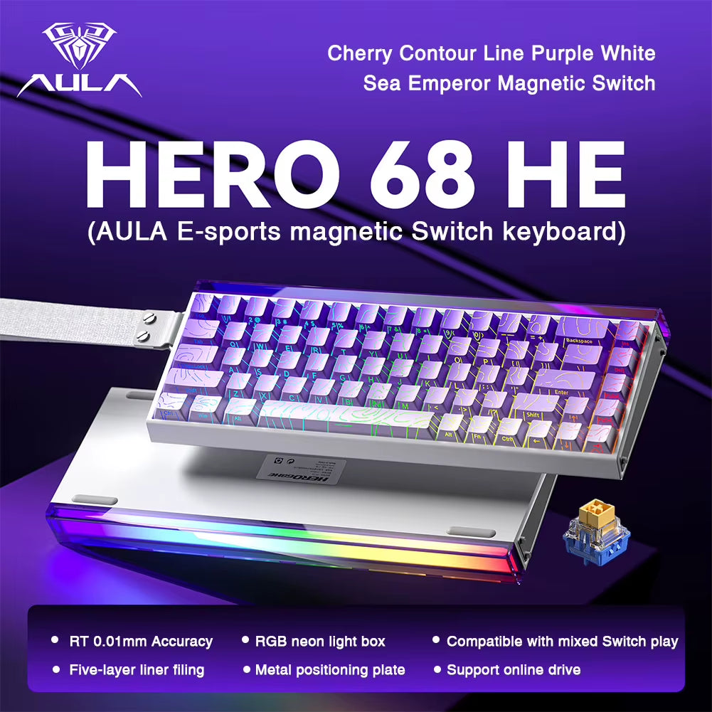 HERO 68HE Magnetic Switch Keyboard Rapid Trigger 8K Return Esports Gamer Keyboard RGB Wired Gaming Keyboard
