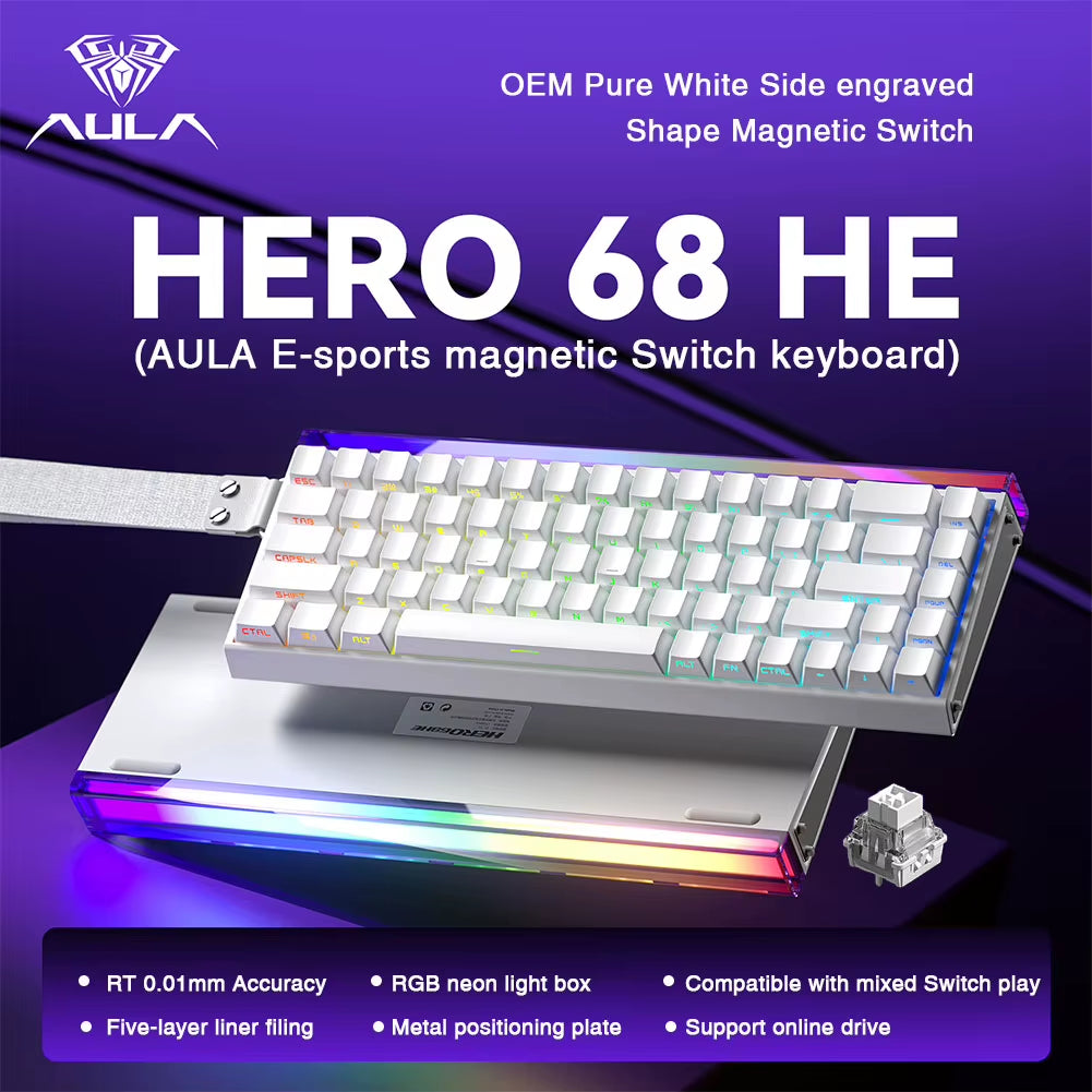 HERO 68HE Magnetic Switch Keyboard Rapid Trigger 8K Return Esports Gamer Keyboard RGB Wired Gaming Keyboard