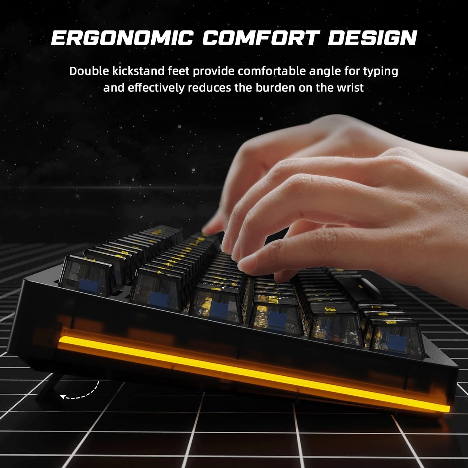 Wireless Mechanical Keyboard, 3 in 1 Hot Swappable RGB Mechanical Gaming Keyboard with Transparent Keycaps, All Keys Anti-Ghosting Gaming Keyboard for PC Windows Mac