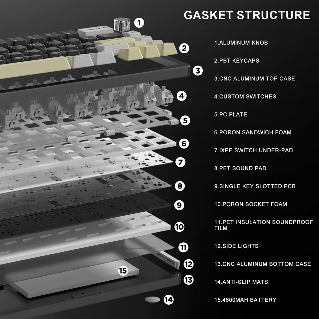 YUNZII AL66 Wireless Mechanical Keyboard,65% Knob Control Aluminum Gaming Key...