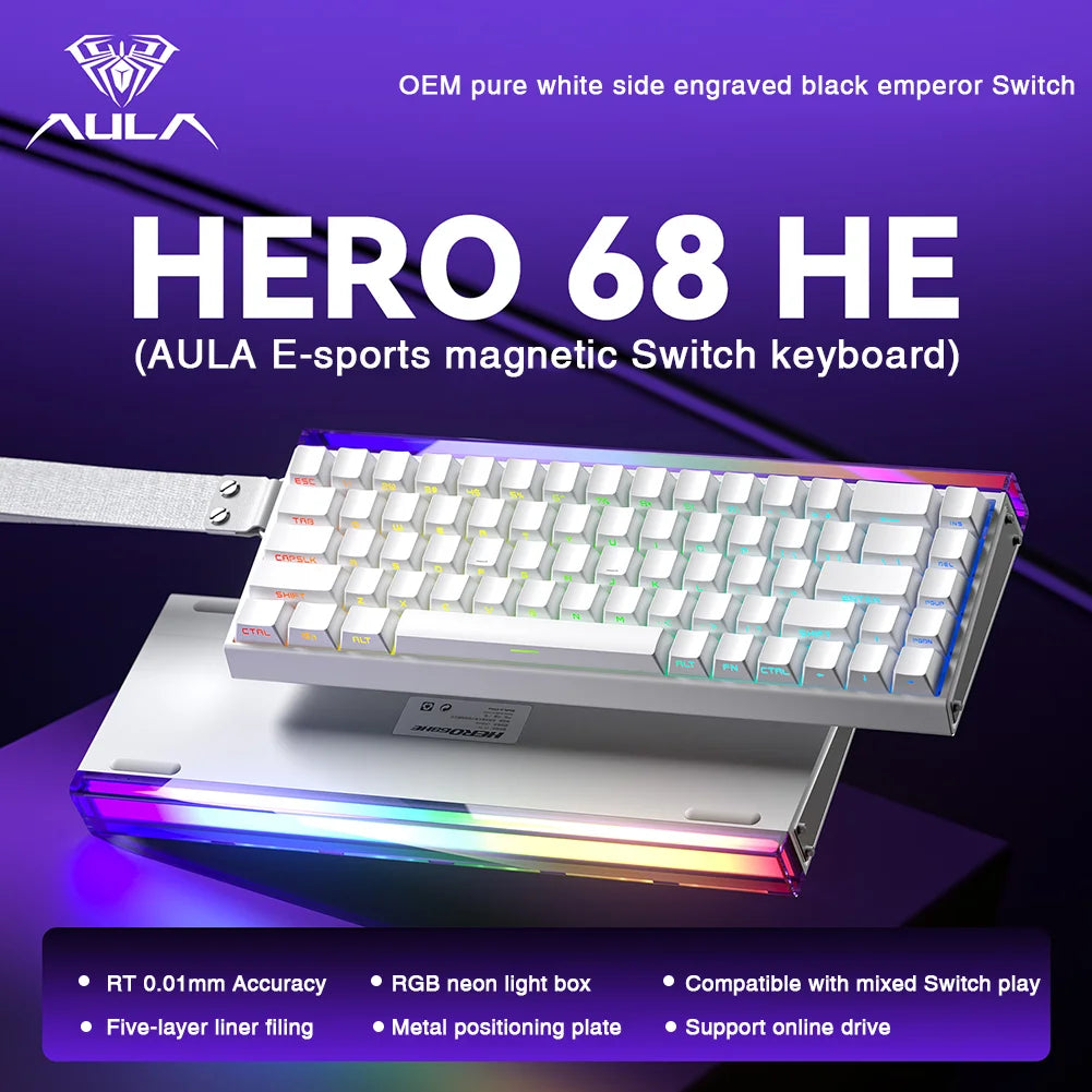 HERO 68HE Magnetic Switch Keyboard Rapid Trigger 8K Return Esports Gamer Keyboard RGB Wired Gaming Keyboard