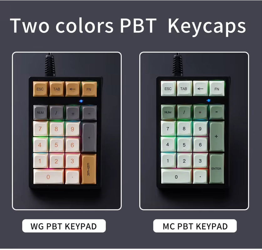 T21 Number Keyboard 21Key Wired Mechanical Number Keyboard,Multicolor Lights for Treasury / Accounting / Finance