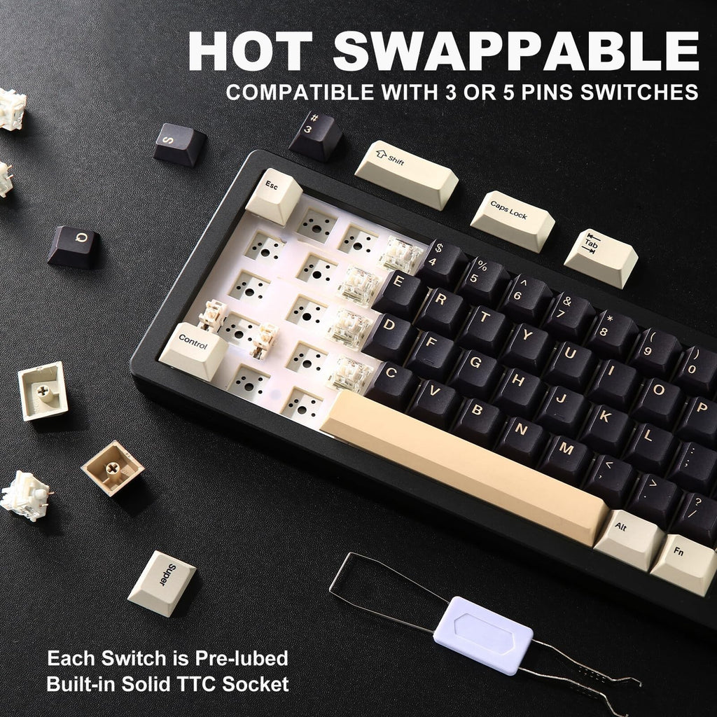 YUNZII AL66 Wireless Mechanical Keyboard,65% Knob Control Aluminum Gaming Key...