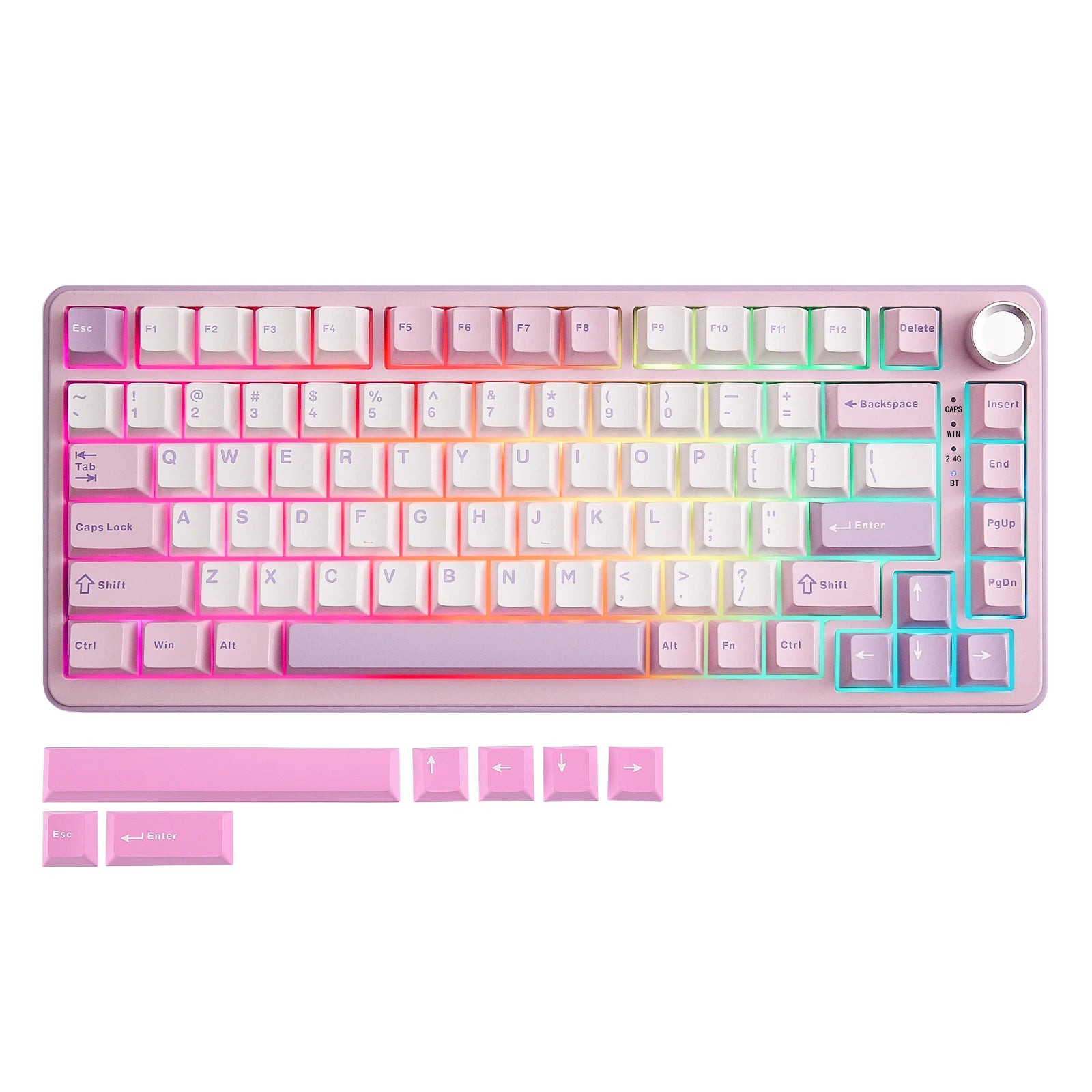 B75 PRO 82-Key Wireless Mechanical Gaming Keyboard, Gasket Hot Swap Custom RGB 75% Bt/Type-C/2.4G Creamy Knob Keyboard