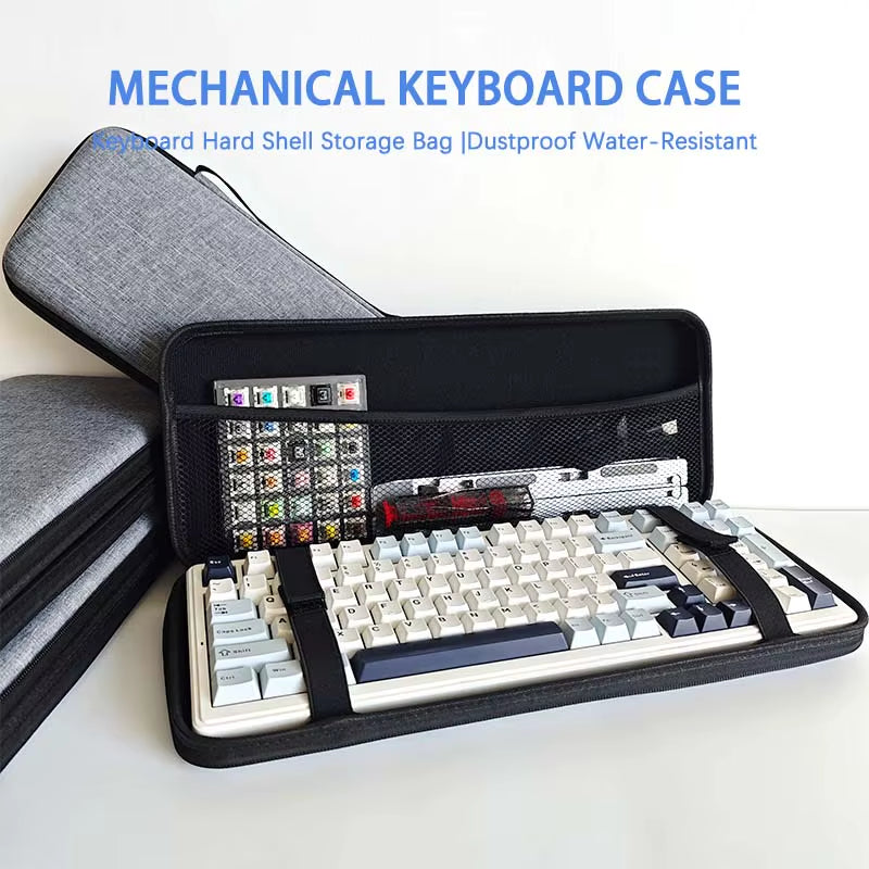 Dustproof Water-Resistant Mechanical Keyboard Case Storage Bag - EVA Hard Shell Fits 61/68/75%/Tkl/98%/Full-Size Keyboards