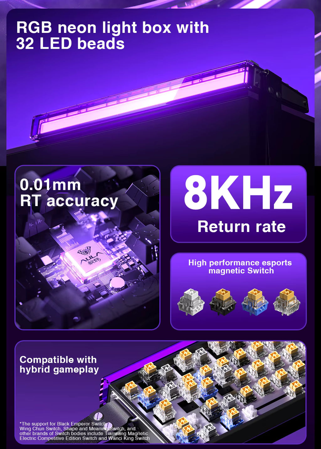 HERO Magnetic Switch Wired Gaming Keyboard RGB LED