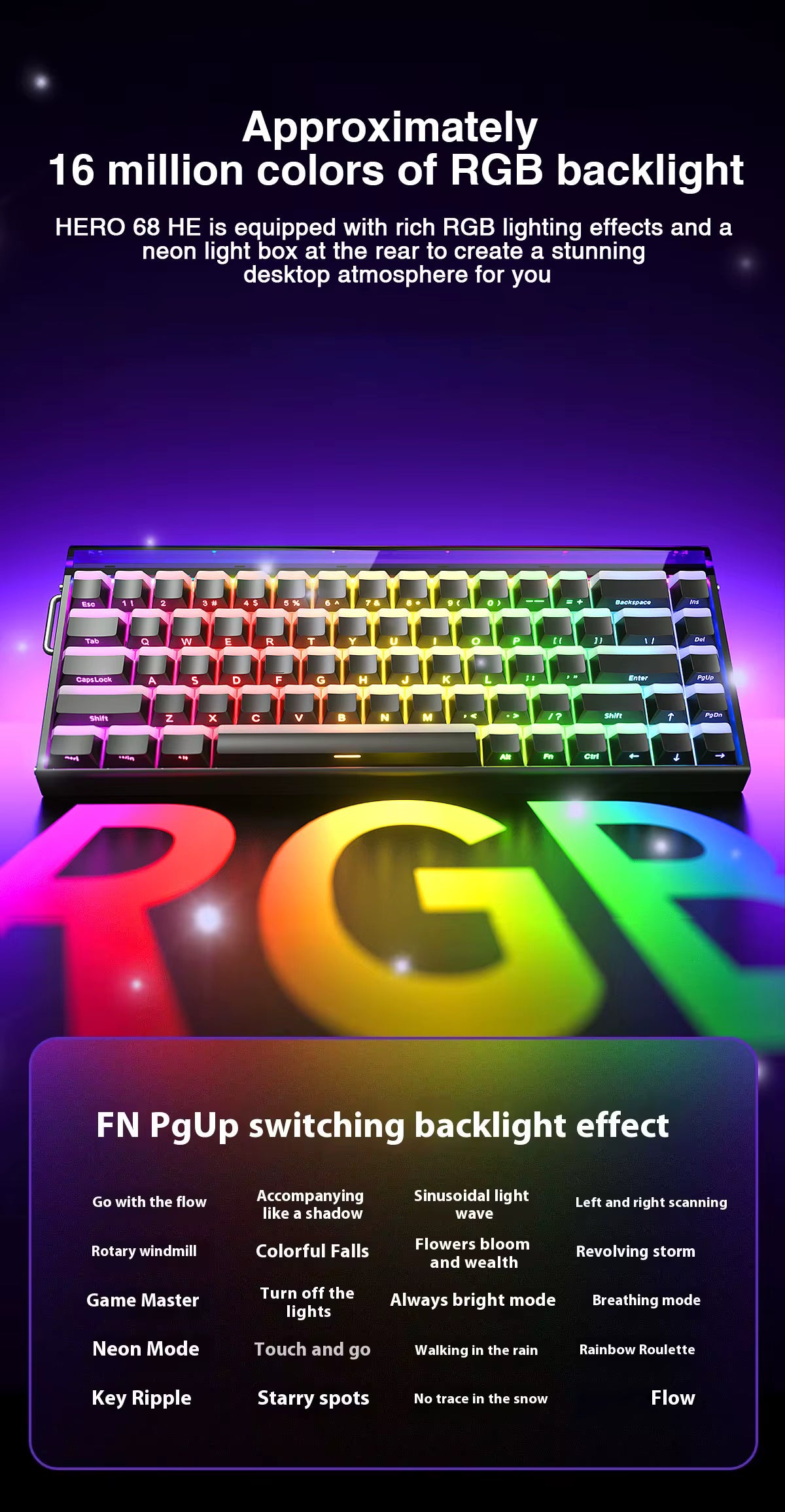 HERO Magnetic Switch Wired Gaming Keyboard RGB LED
