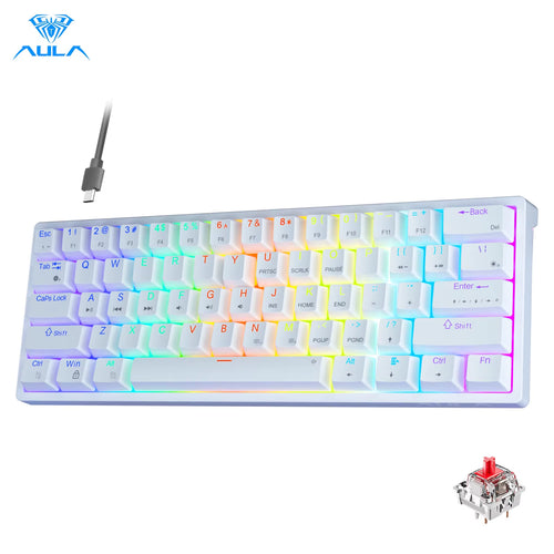 F3261 RGB Effect USB Mini Mechanical Gaming Keyboard Red Switch 61 Keys Wired Separated Detachable Cable for Mac Windows