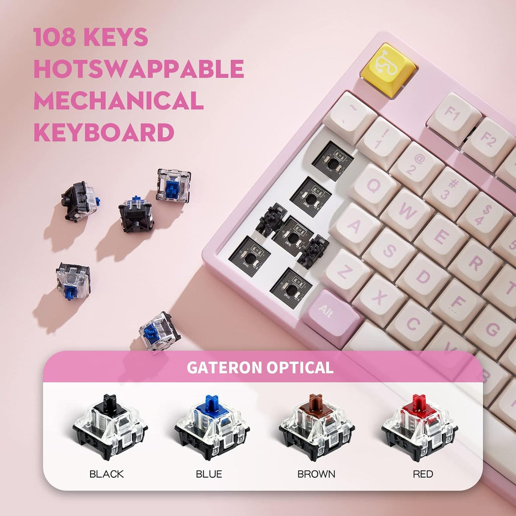 K84 Wired Gaming Keyboard, 75% US Layout 84 Keys Ultra-Compact Hot-Swappable Programmable Mini Keyboard with RGB Backlit PBT Keycap for Pc/Mac (Linear Gateron Red Switch),Black4