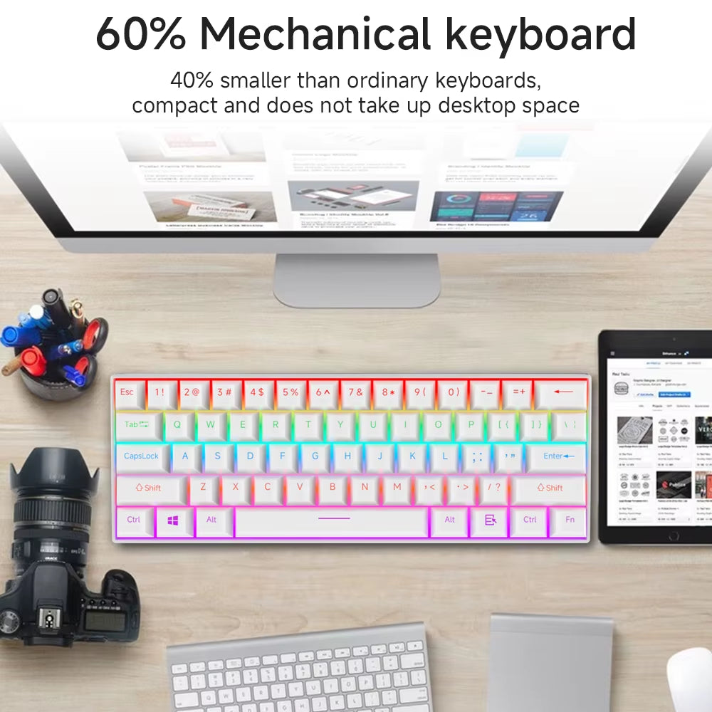 Mechanical Keyboard 61 Keys Blue Switch Red Switch Brown Switch Hot Swap Keyboard Office Accessories Gaming Keyboard