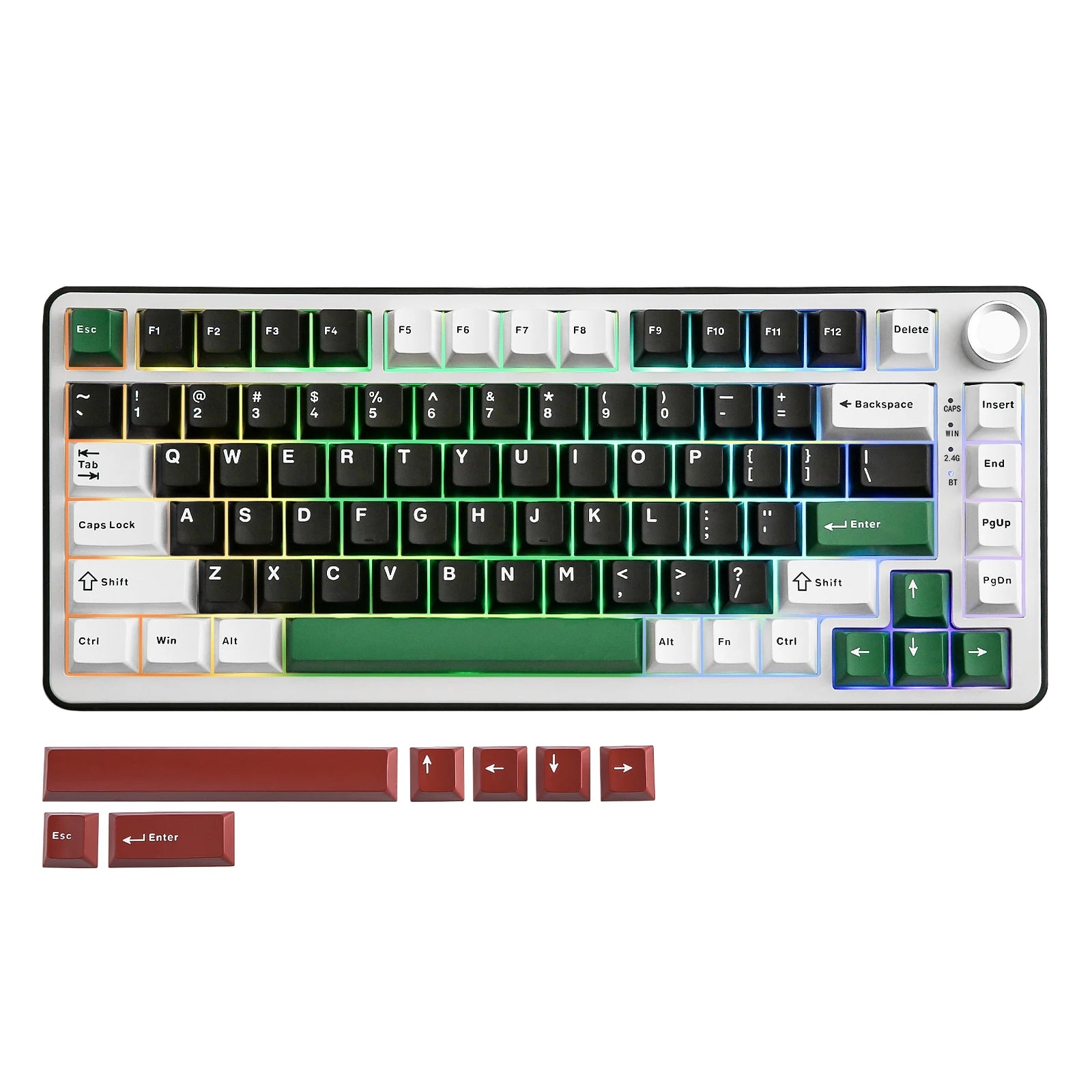 B75 PRO 82-Key Wireless Mechanical Gaming Keyboard, Gasket Hot Swap Custom RGB 75% Bt/Type-C/2.4G Creamy Knob Keyboard