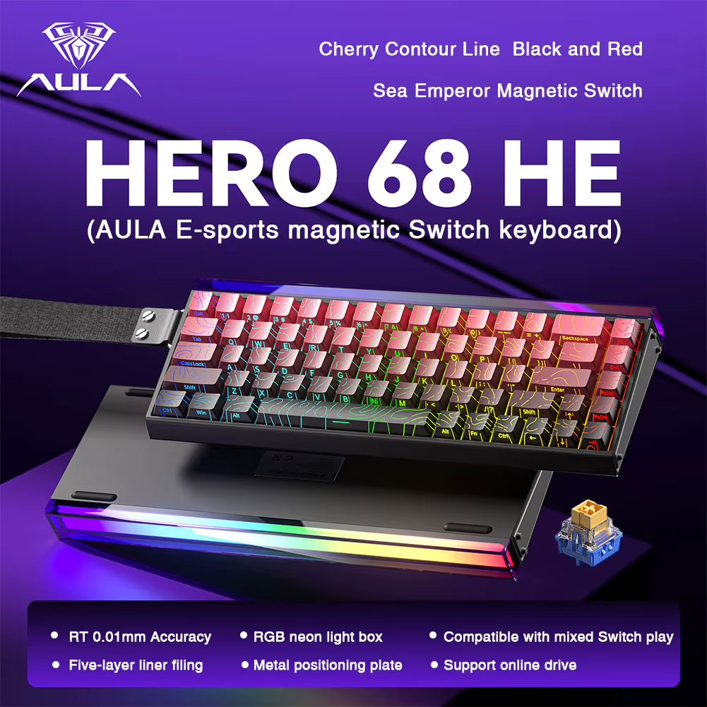 HERO 68HE Magnetic Switch Keyboard Rapid Trigger 8K Return Esports Gamer Keyboard RGB Wired Gaming Keyboard