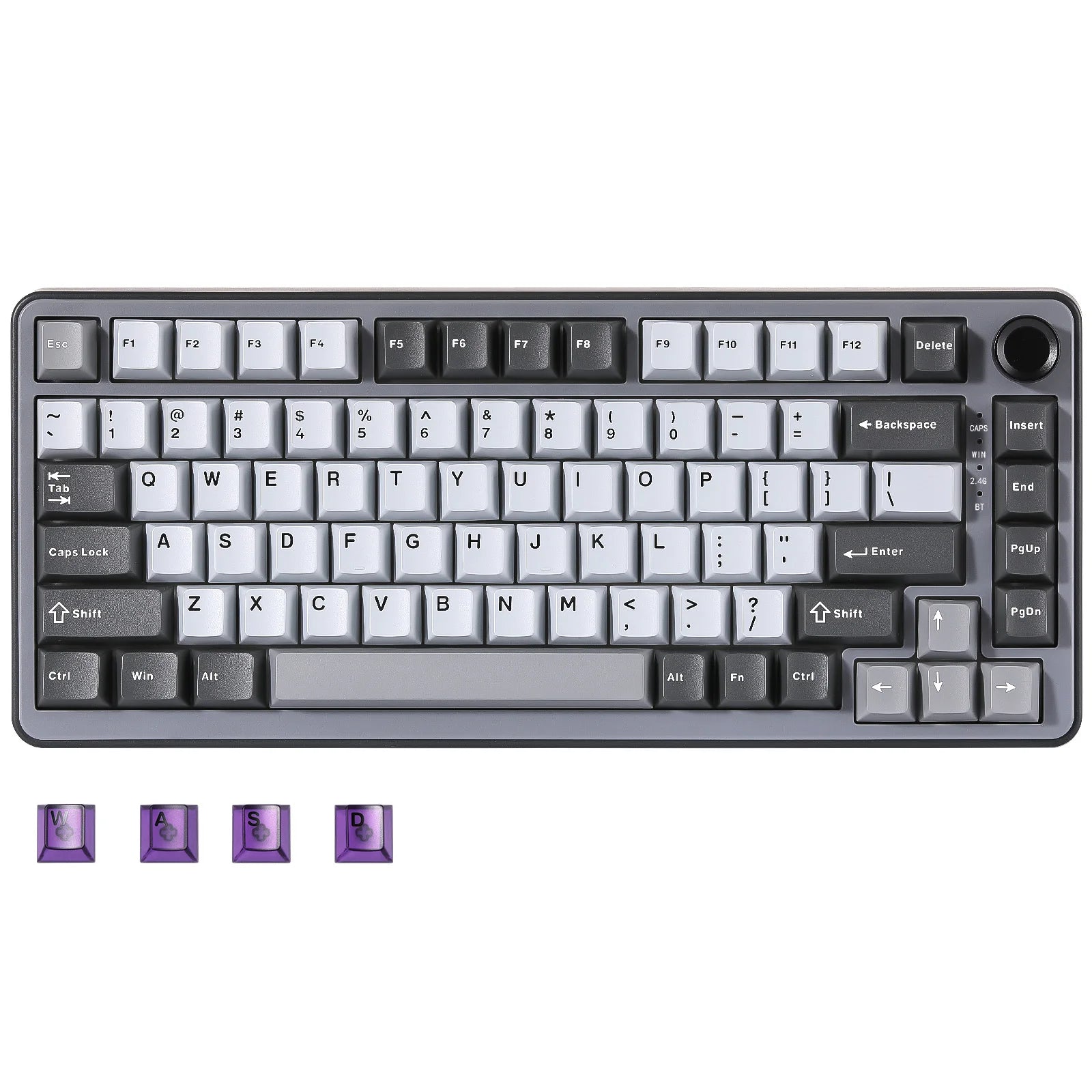B75 PRO 82-Key Wireless Mechanical Gaming Keyboard, Gasket Hot Swap Custom RGB 75% Bt/Type-C/2.4G Creamy Knob Keyboard