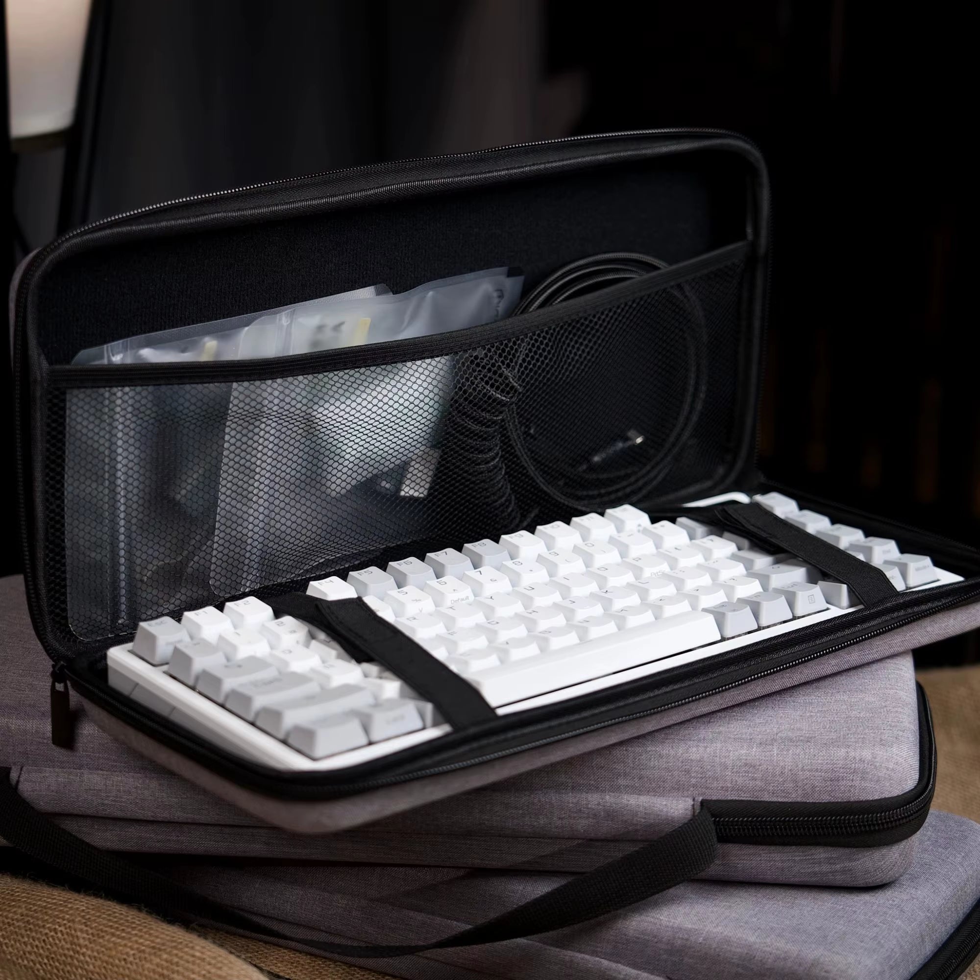 Dustproof Water-Resistant Mechanical Keyboard Case Storage Bag - EVA Hard Shell Fits 61/68/75%/Tkl/98%/Full-Size Keyboards