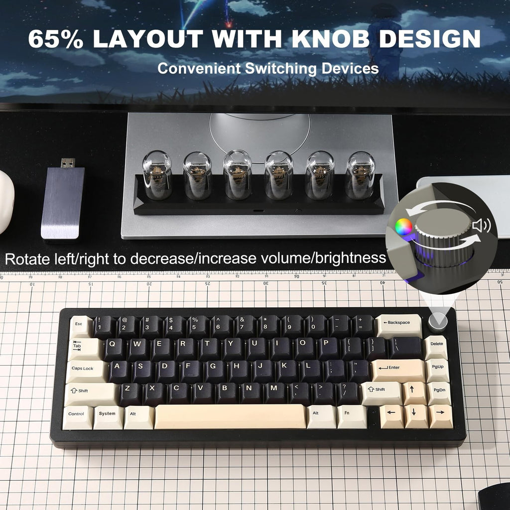 YUNZII AL66 Wireless Mechanical Keyboard,65% Knob Control Aluminum Gaming Key...