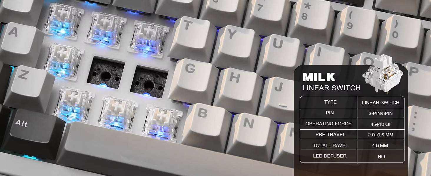 B75 PRO 82-Key Wireless Mechanical Gaming Keyboard Gasketed w Knob Hot Swappable Custom RGB LED