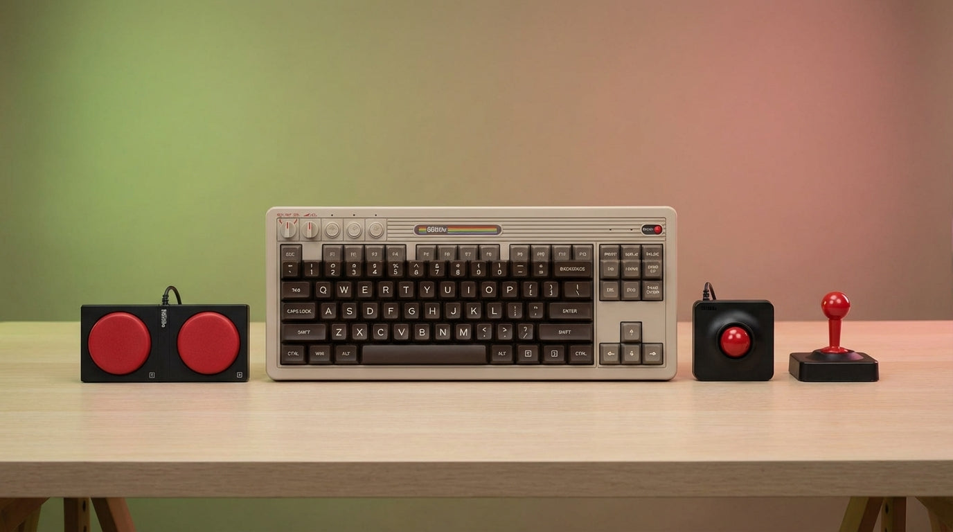 Retro Mechanical Gaming Keyboard Wireless Bluetooth with Rocker and Arcade Set