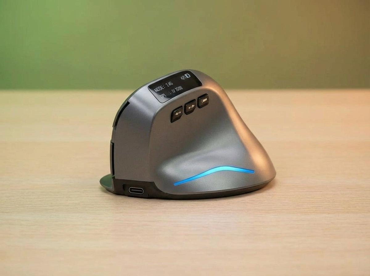 Wireless Gaming Mouse Rechargeable Ergonomic LED Screen 2.4Ghz/Bluetooth 3200Dpi