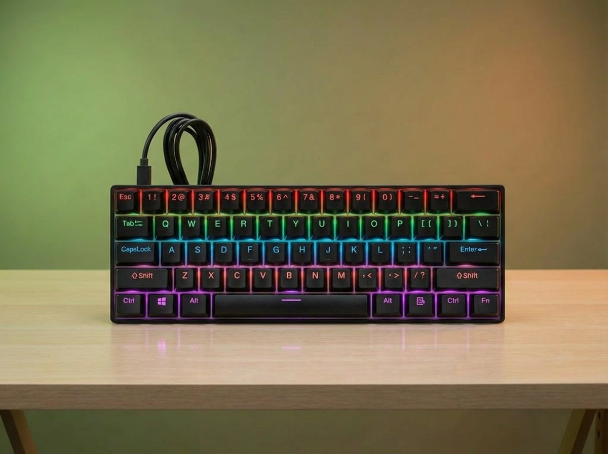 CASEPOKE Mechanical Gaming Keyboard 60% Hot Swappable Keys RGB LED