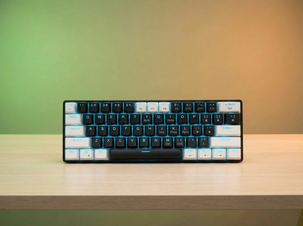 Mk-Star 61 Key 60% Mechanical Gaming Keyboard Sea Blue Backlit Compact RGB LED