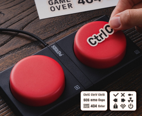 Retro Mechanical Gaming Keyboard Wireless Bluetooth with Rocker and Arcade Set