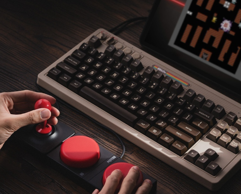 Retro Mechanical Gaming Keyboard Wireless Bluetooth with Rocker and Arcade Set