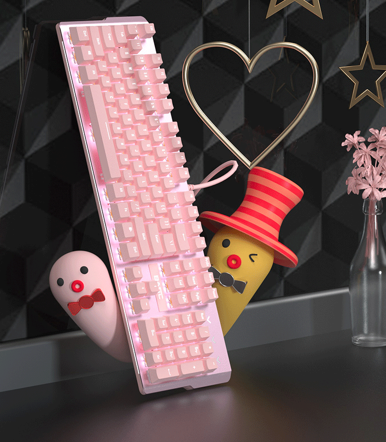 Real Pink Mechanical Keyboard and Mouse Combo RGB LED